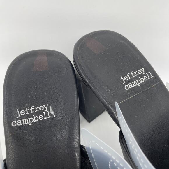 Jeffrey Campbell Women's Square Toe Black Leather Block Heel Mules Size 8.5 - Picture 7 of 13